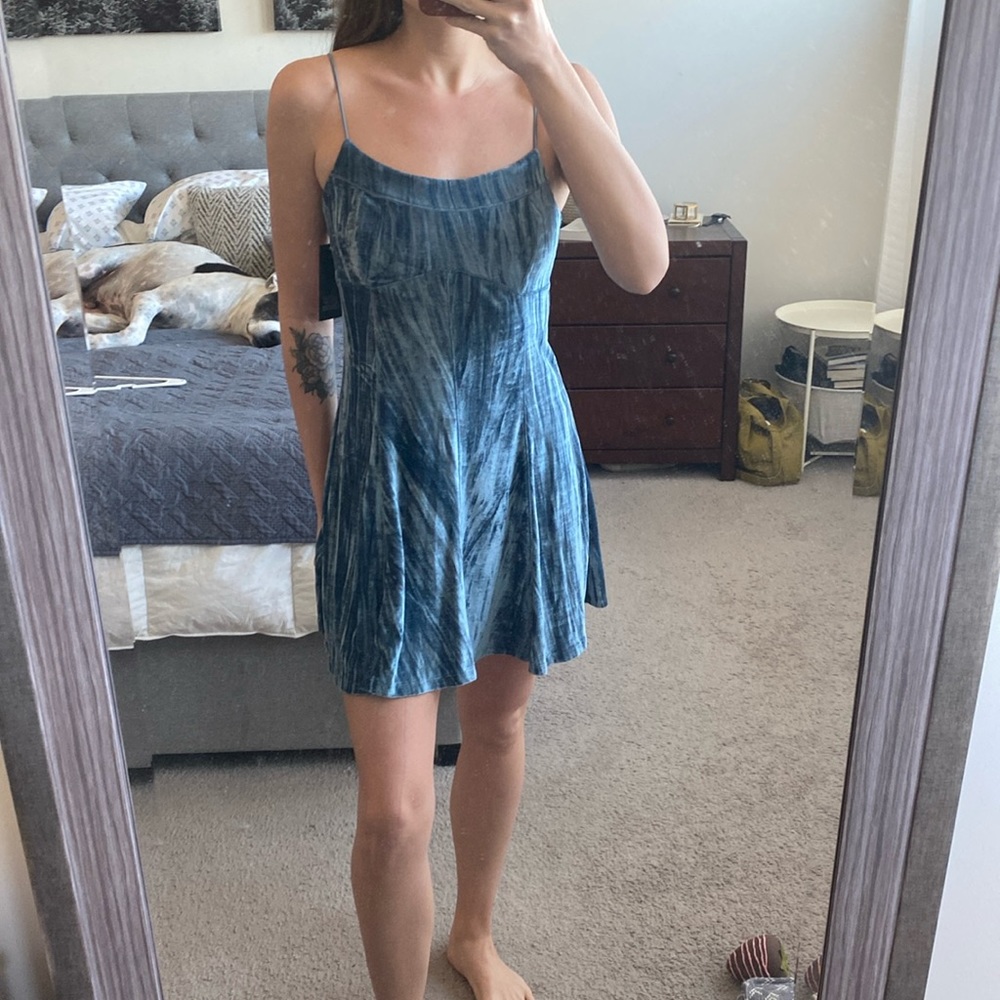 NWT blue velvet swing dress